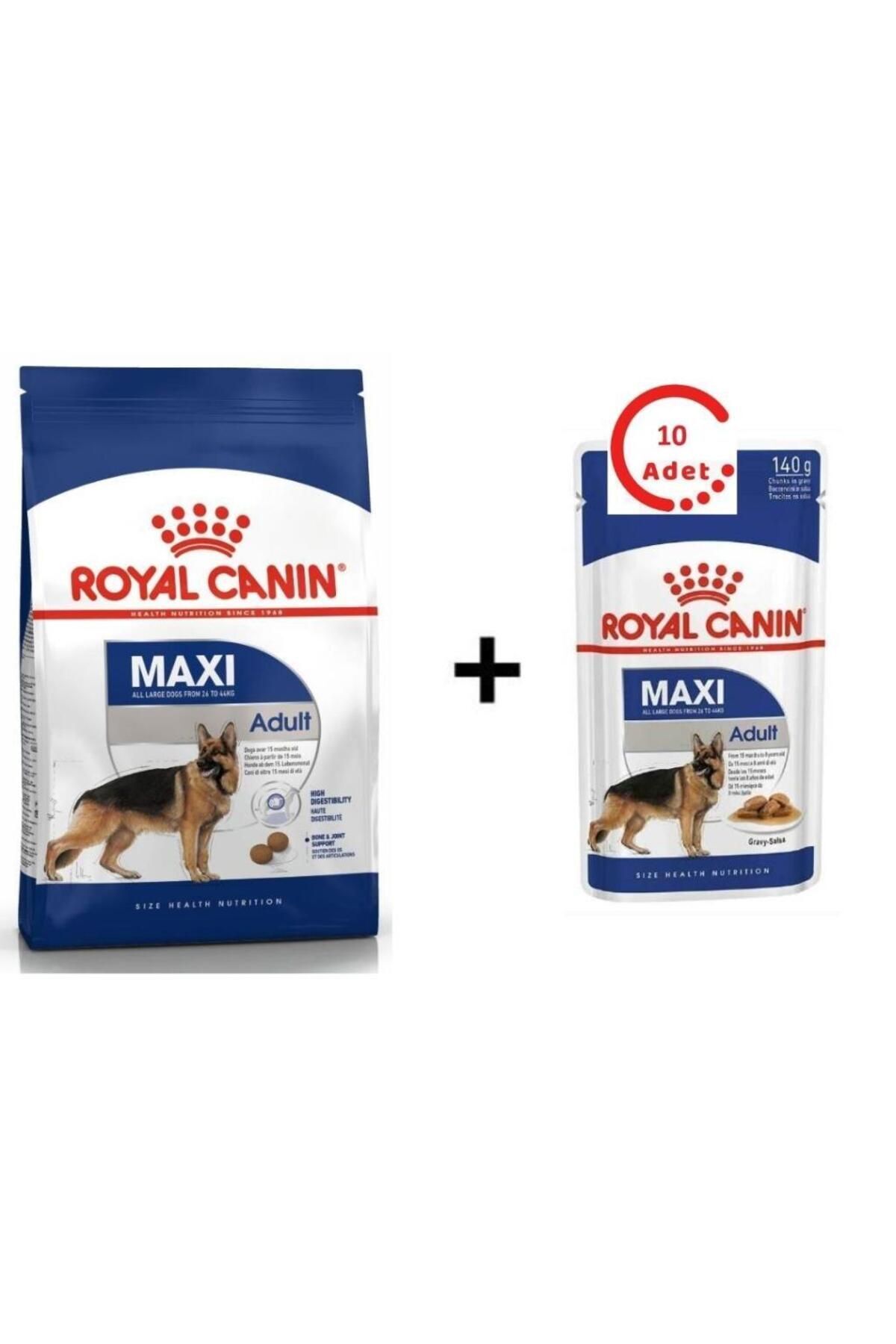 Maxi Adult Köpek Maması 15 kg + 10 Adet Royal Canin Maxi Adult Köpek Yaş Maması 140g