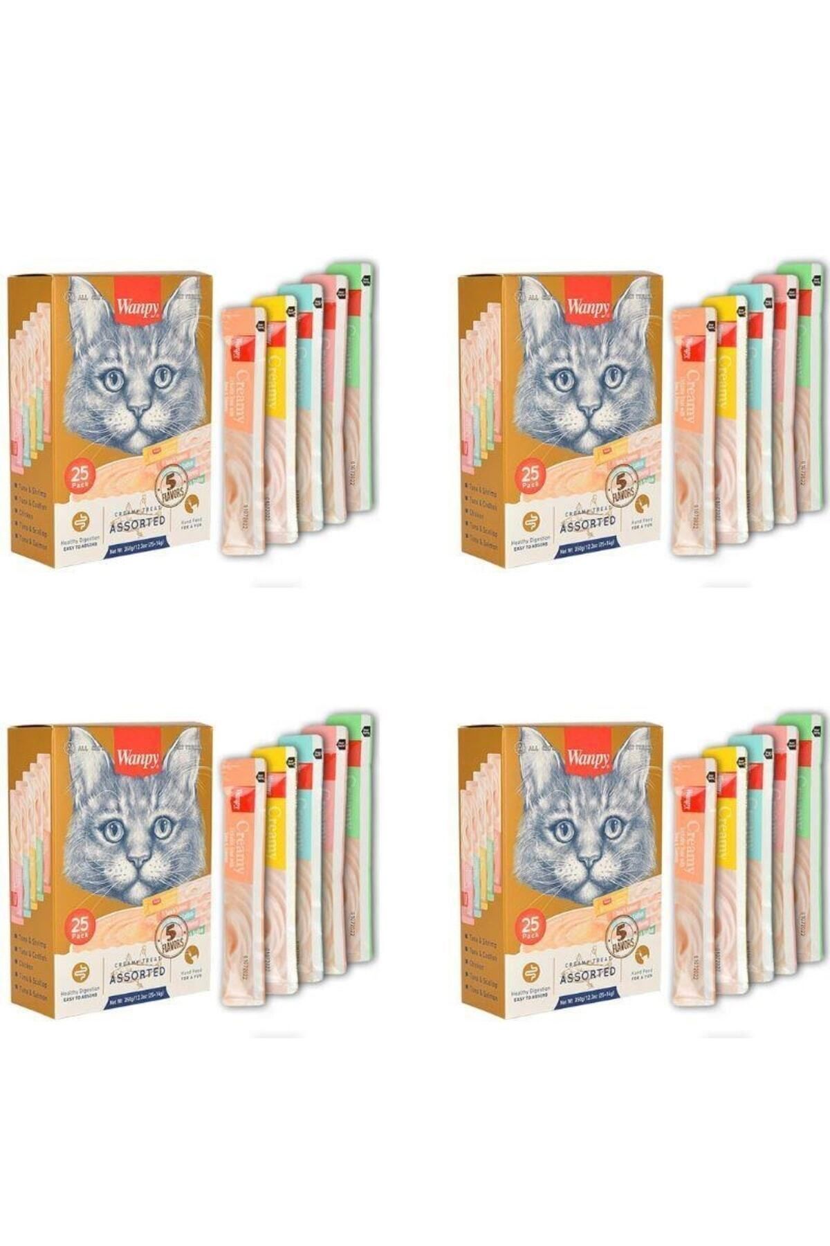 Karışık 8 Lezzetli Krema/sıvı Kedi Ödülü 25x14gr X 4 Adet